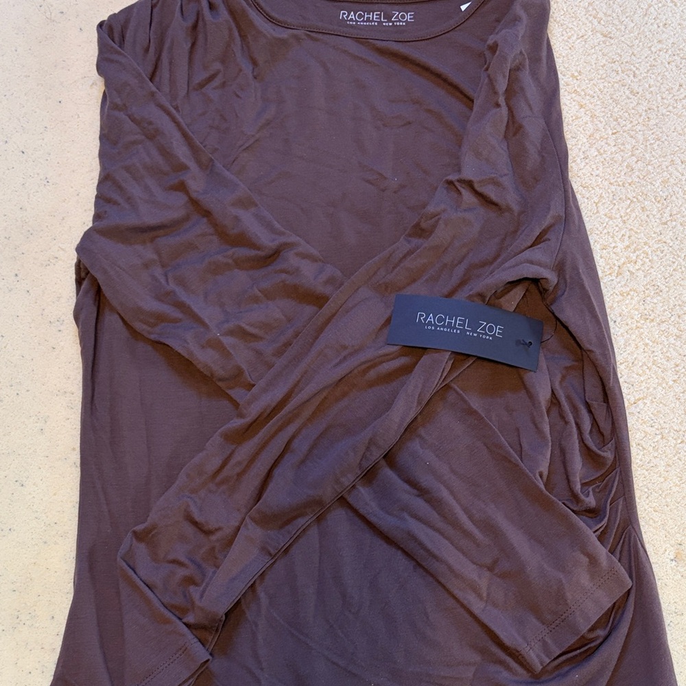 Rachel Zoe Brown Long Sleeve Crewneck Top